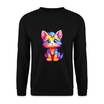Chaton coloré aquarelle dessin animé kawaii animal - Sweat-shirt Unisexe - noir - Devant - Alina (178cm) & Michal (187cm)