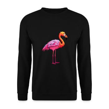Flamingo Colorful Watercolor Cartoon Kawaii Animal - Unisex Sweatshirt - black - Front - Alina (178cm) & Michal (187cm)