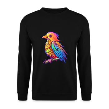 Kuckuck buntes Aquarell Cartoon Kawaii Tier - Unisex Pullover - Schwarz - Vorne - Alina (178cm) & Michal (187cm)