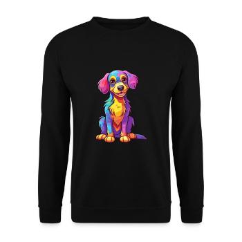 Chien Aquarelle Colorée Dessin Animé Kawaii Animal - Sweat-shirt Unisexe - noir - Devant - Alina (178cm) & Michal (187cm)