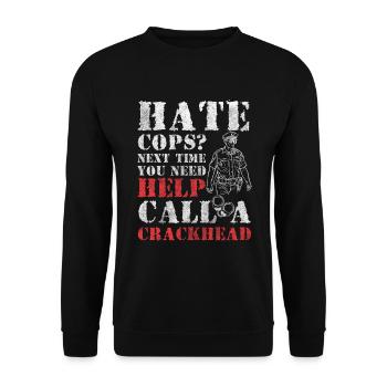 Policewoman Sheriff Siren - Unisex Sweatshirt - black - Front - Alina (178cm) & Michal (187cm)