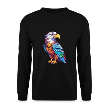 Weißkopfseeadler Bunte Aquarell-Karikatur Kawaii Anim - Unisex Pullover - Schwarz - Vorne - Alina (178cm) & Michal (187cm)