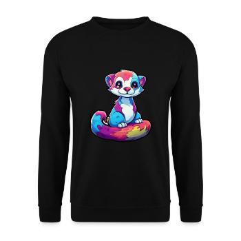 Ferret Colorful Watercolor Cartoon Kawaii Animal - Unisex Sweatshirt - black - Front - Alina (178cm) & Michal (187cm)