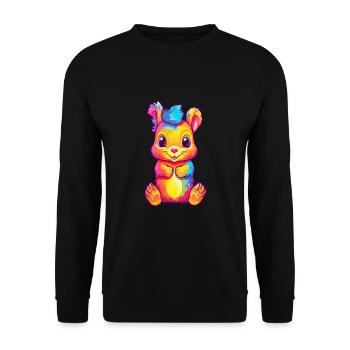 Squirrel Colorful Watercolor Cartoon Kawaii Animal - Unisex Sweatshirt - black - Front - Alina (178cm) & Michal (187cm)