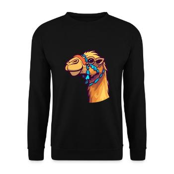 Camel Colorful Watercolor Cartoon Kawaii Animal - Unisex Sweatshirt - black - Front - Alina (178cm) & Michal (187cm)