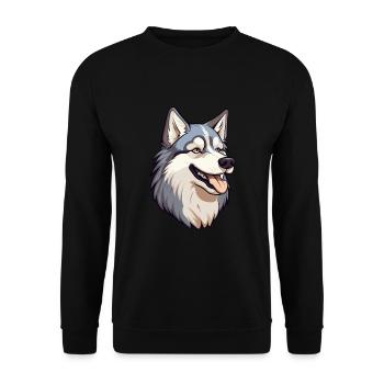 Alaskan Husky Dog Breed Cartoon Kawaii Illustratio - Unisex Sweatshirt - black - Front - Alina (178cm) & Michal (187cm)