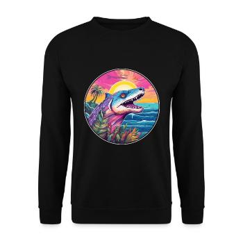 Barracuda Aquarelle Colorée Dessin Animé Kawaii Pet - Sweat-shirt Unisexe - noir - Devant - Alina (178cm) & Michal (187cm)