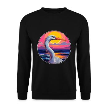 Storch buntes Aquarell Cartoon Kawaii Tier - Unisex Pullover - Schwarz - Vorne - Alina (178cm) & Michal (187cm)