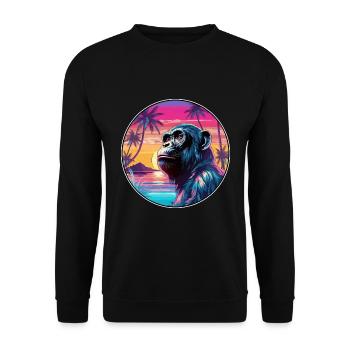 Bonobo Colorful Watercolor Cartoon Kawaii Animal - Unisex Sweatshirt - black - Front - Alina (178cm) & Michal (187cm)