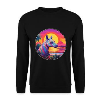 Tapir Colorful Watercolor Cartoon Kawaii Animal - Unisex Sweatshirt - black - Front - Alina (178cm) & Michal (187cm)