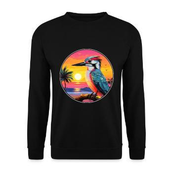 Specht bunte Aquarell-Karikatur Kawaii Haustier - Unisex Pullover - Schwarz - Vorne - Alina (178cm) & Michal (187cm)