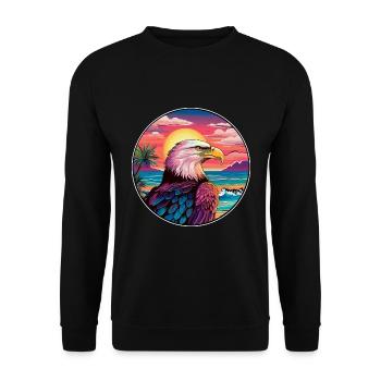 Adler Buntes Aquarell Cartoon Kawaii Tier - Unisex Pullover - Schwarz - Vorne - Alina (178cm) & Michal (187cm)