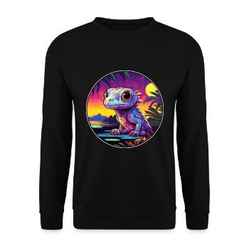 Salamandre Coloré Aquarelle Dessin Animé Kawaii Animal de compagnie - Sweat-shirt Unisexe - noir - Devant - Alina (178cm) & Michal (187cm)
