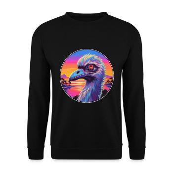 Emu Colorful Watercolor Cartoon Kawaii Animal - Unisex Sweatshirt - black - Front - Alina (178cm) & Michal (187cm)