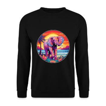 Elephant Colorful Watercolor Cartoon Kawaii Animal - Unisex Sweatshirt - black - Front - Alina (178cm) & Michal (187cm)