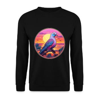 Pigeon Aquarelle Colorée Dessin Animé Kawaii Animal - Sweat-shirt Unisexe - noir - Devant - Alina (178cm) & Michal (187cm)