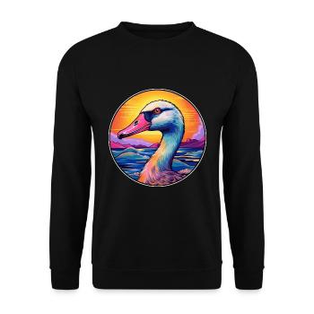 Goose Colorful Watercolor Cartoon Kawaii Animal - Unisex Sweatshirt - black - Front - Alina (178cm) & Michal (187cm)