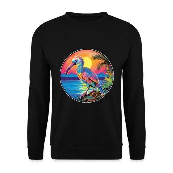 Kiwi Vogel Buntes Aquarell Cartoon Kawaii Haustier - Unisex Pullover - Schwarz - Vorne - Alina (178cm) & Michal (187cm)