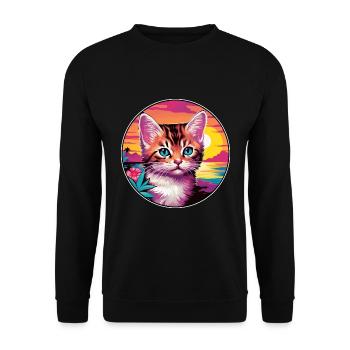 Chaton coloré aquarelle dessin animé kawaii animal - Sweat-shirt Unisexe - noir - Devant - Alina (178cm) & Michal (187cm)