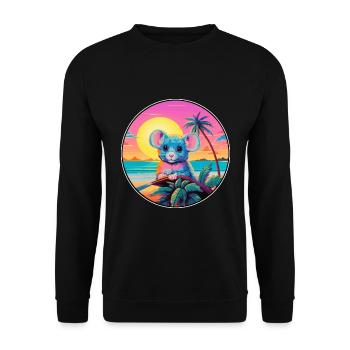 Maus Buntes Aquarell Cartoon Kawaii Tier - Unisex Pullover - Schwarz - Vorne - Alina (178cm) & Michal (187cm)