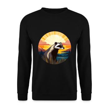 Blaireau Aquarelle Colorée Dessin Animé Kawaii Animal - Sweat-shirt Unisexe - noir - Devant - Alina (178cm) & Michal (187cm)