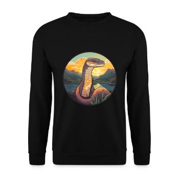 Anakonda Buntes Aquarell Cartoon Kawaii Tier - Unisex Pullover - Schwarz - Vorne - Alina (178cm) & Michal (187cm)