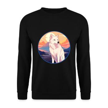 Loup arctique coloré aquarelle dessin animé kawaii animal de compagnie - Sweat-shirt Unisexe - noir - Devant - Alina (178cm) & Michal (187cm)