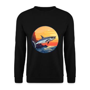 Barracuda Aquarelle Colorée Dessin Animé Kawaii Pet - Sweat-shirt Unisexe - noir - Devant - Alina (178cm) & Michal (187cm)