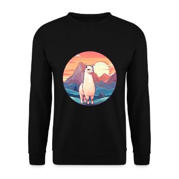 Alpaga Aquarelle Colorée Dessin Animé Kawaii Animal - Sweat-shirt Unisexe - noir - Devant - Alina (178cm) & Michal (187cm)