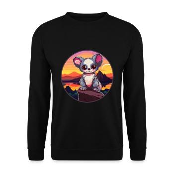 Aye Aye Colorful Watercolor Cartoon Kawaii Animal - Unisex Sweatshirt - black - Front - Alina (178cm) & Michal (187cm)