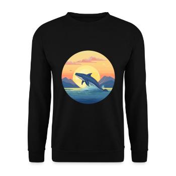 Blue Whale Colorful Watercolor Cartoon Kawaii Pet - Unisex Sweatshirt - black - Front - Alina (178cm) & Michal (187cm)