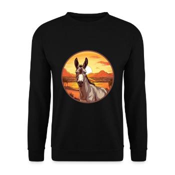 Donkey Colorful Watercolor Cartoon Kawaii Animal - Unisex Sweatshirt - black - Front - Alina (178cm) & Michal (187cm)