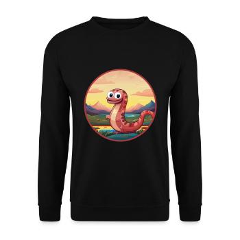 Ver de terre coloré aquarelle dessin animé kawaii animal de compagnie - Sweat-shirt Unisexe - noir - Devant - Alina (178cm) & Michal (187cm)