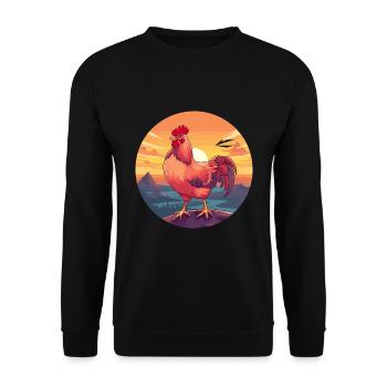 Chicken Colorful Watercolor Cartoon Kawaii Animal - Unisex Sweatshirt - black - Front - Alina (178cm) & Michal (187cm)