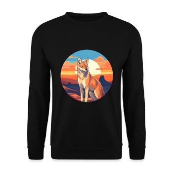 Coyote Colorful Watercolor Cartoon Kawaii Animal - Unisex Sweatshirt - black - Front - Alina (178cm) & Michal (187cm)