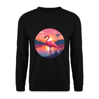 Flamingo Colorful Watercolor Cartoon Kawaii Animal - Unisex Sweatshirt - black - Front - Alina (178cm) & Michal (187cm)
