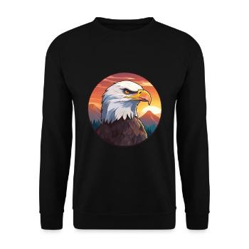 Eagle Colorful Watercolor Cartoon Kawaii Animal - Unisex Sweatshirt - black - Front - Alina (178cm) & Michal (187cm)