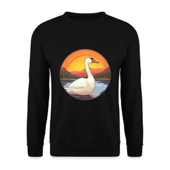 Goose Colorful Watercolor Cartoon Kawaii Animal - Unisex Sweatshirt - black - Front - Alina (178cm) & Michal (187cm)