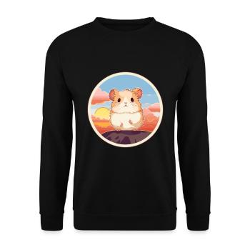 Hamster Colorful Watercolor Cartoon Kawaii Animal - Unisex Sweatshirt - black - Front - Alina (178cm) & Michal (187cm)