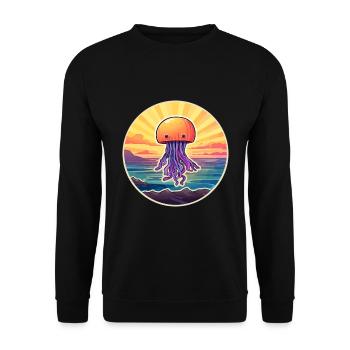 Méduse Aquarelle Colorée Dessin Animé Kawaii Pet - Sweat-shirt Unisexe - noir - Devant - Alina (178cm) & Michal (187cm)
