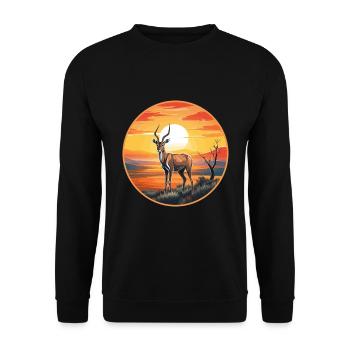 Impala Buntes Aquarell Cartoon Kawaii Tier - Unisex Pullover - Schwarz - Vorne - Alina (178cm) & Michal (187cm)