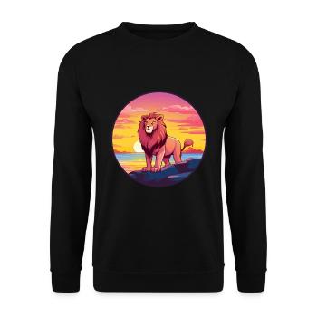 Lion Colorful Watercolor Cartoon Kawaii Animal - Unisex Sweatshirt - black - Front - Alina (178cm) & Michal (187cm)
