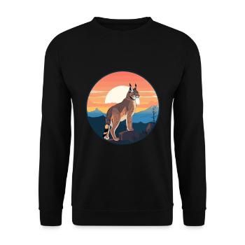 Lynx Colorful Watercolor Cartoon Kawaii Animal - Unisex Sweatshirt - black - Front - Alina (178cm) & Michal (187cm)