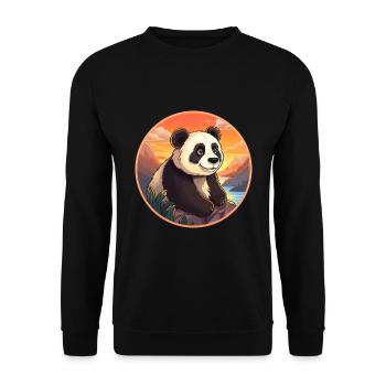 Panda Colorful Watercolor Cartoon Kawaii Animal - Unisex Sweatshirt - black - Front - Alina (178cm) & Michal (187cm)
