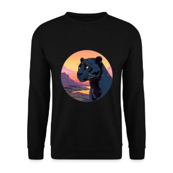 Panthère Aquarelle Colorée Dessin Animé Kawaii Animal - Sweat-shirt Unisexe - noir - Devant - Alina (178cm) & Michal (187cm)