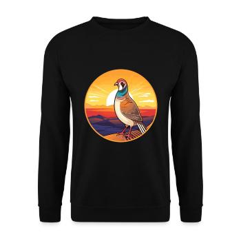 Perdrix coloré aquarelle dessin animé Kawaii animal de compagnie - Sweat-shirt Unisexe - noir - Devant - Alina (178cm) & Michal (187cm)