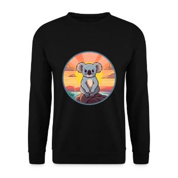 Koala Buntes Aquarell Cartoon Kawaii Tier - Unisex Pullover - Schwarz - Vorne - Alina (178cm) & Michal (187cm)
