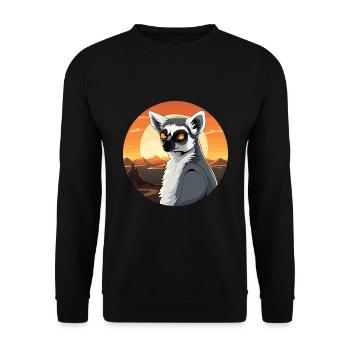 Lemur Colorful Watercolor Cartoon Kawaii Animal - Unisex Sweatshirt - black - Front - Alina (178cm) & Michal (187cm)