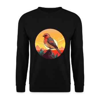 Finch Buntes Aquarell Cartoon Kawaii Tier - Unisex Pullover - Schwarz - Vorne - Alina (178cm) & Michal (187cm)