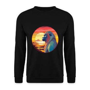 Mandrill Colorful Watercolor Cartoon Kawaii Animal - Unisex Sweatshirt - black - Front - Alina (178cm) & Michal (187cm)